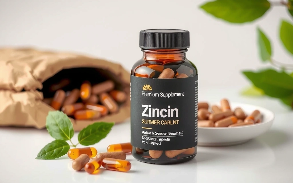 Premium Zinc supplement capsules in elegant packaging